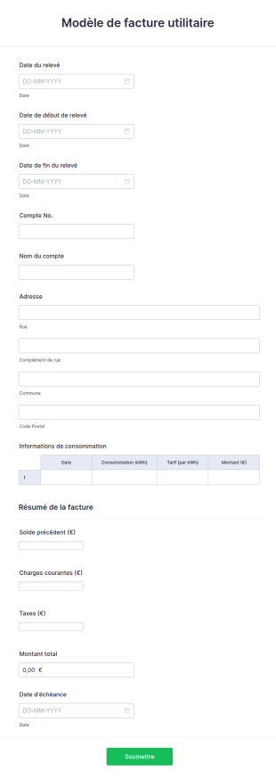 Modèle De Facture De Service Public