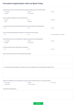 Modèle De Formulaire D'appréciation Client Du Black Friday Form Template