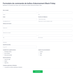 Modèle De Formulaire De Commande De Boîtes D'abonnement Black Friday Form Template