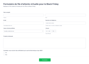 Modèle De Formulaire De File D'attente Virtuelle Pour Le Black Friday