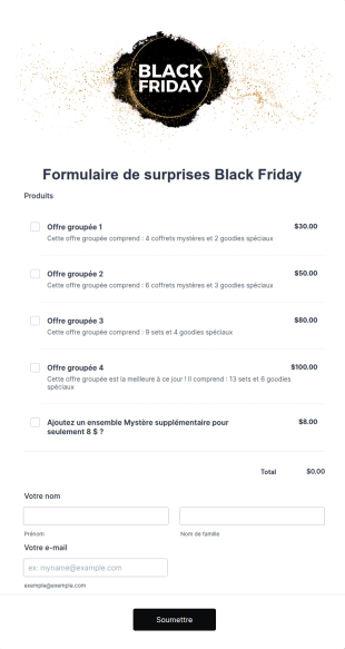 Modèle De Formulaire De Surprises Black Friday