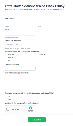Modèle De Formulaire D'offre Limitée Black Friday
