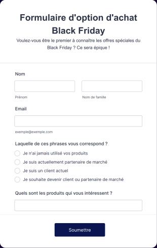 Modèle De Formulaire D'option D'achat Black Friday Form Template