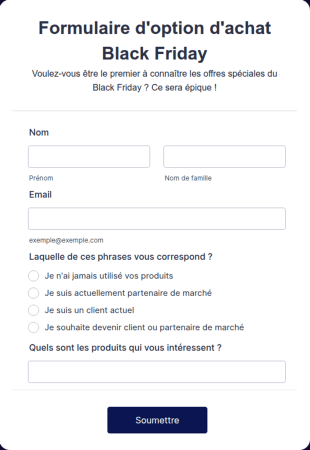 Modèle De Formulaire D'option D'achat Black Friday
