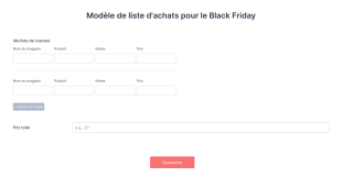 Modèle De Liste D'achats Pour Le Black Friday