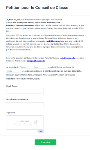 Modèle De Pétition De Conseil De Classe