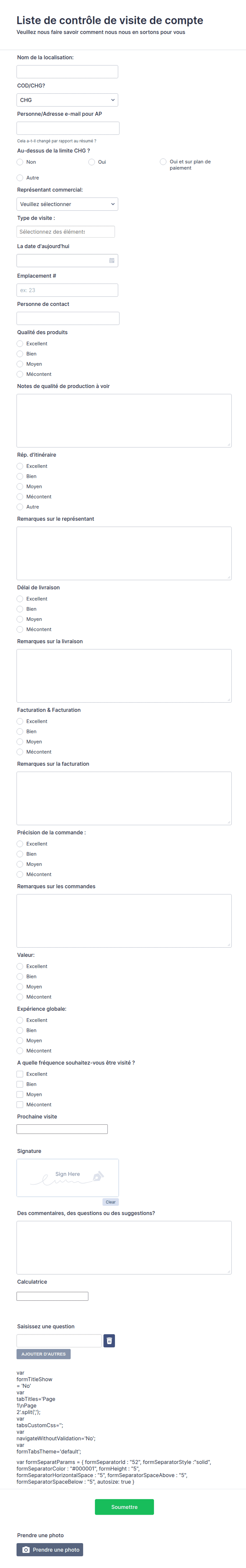 Form Rapport Model Modèle de rapport de visite client | Jotform