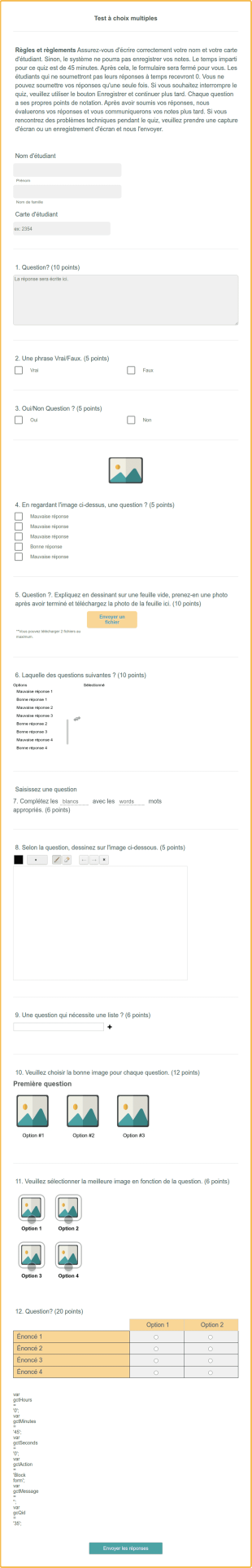 Modèle De Test à Choix Multiples