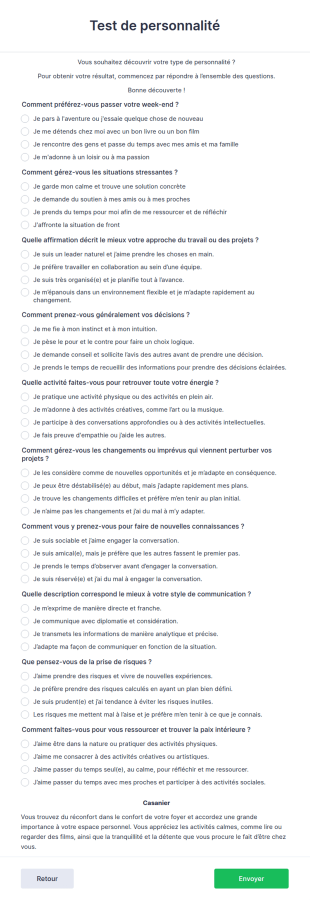 Modèle De Test De Personnalité