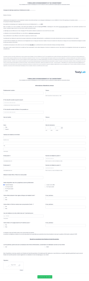 MODELE Formulaire Enfant