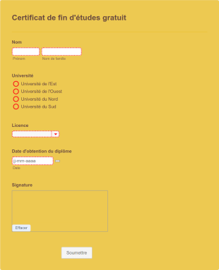 Modèle Gratuit De Certificat De Fin D'études Form Template