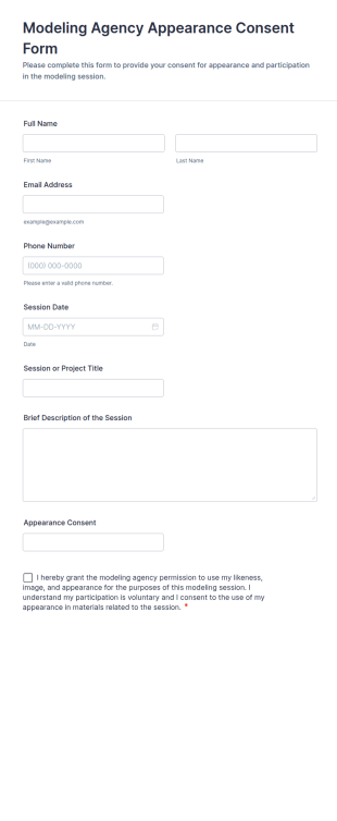 Modeling Agency Appearance Consent Form Template