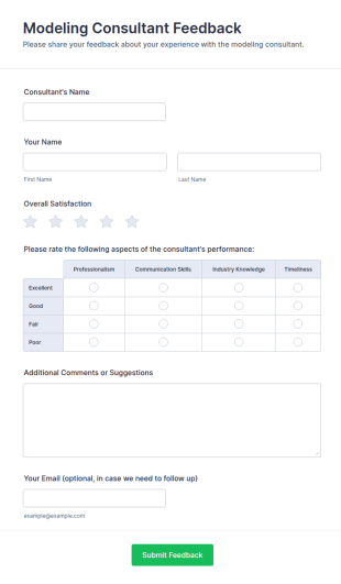 Modeling Consultant Feedback Form Template
