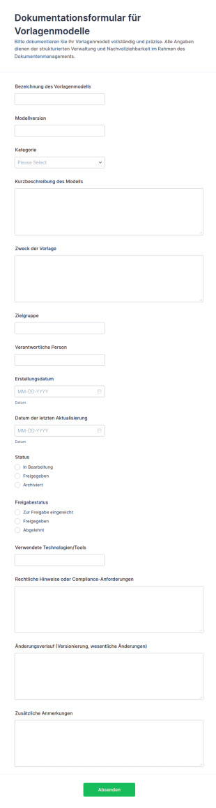 Modell Dokumentationsformular