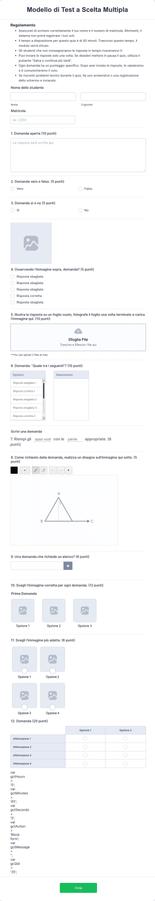 Modello Di Test A Scelta Multipla