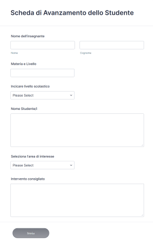 Modello Di Valutazione Dei Progressi Dello Studente Form Template