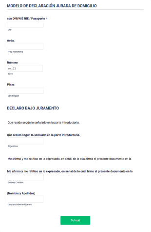 Modelo De Declaración Jurada De Domicilio