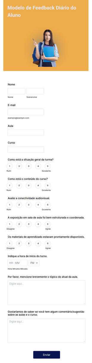 Modelo De Feedback Diário Do Aluno