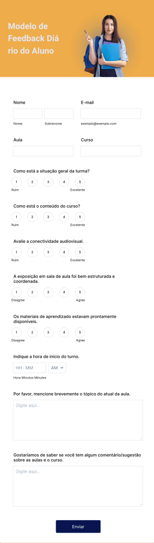 Modelo De Feedback Diário Do Aluno Form Template