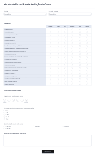 Modelo De Formulário De Avaliação De Curso Form Template
