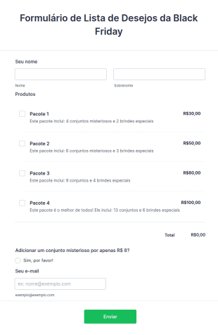 Modelo De Formulário De Lista De Desejos Da Black Friday