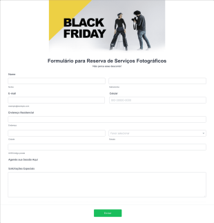 Modelo De Formulário De Serviços Fotográficos Para A Black Friday