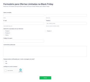 Modelo De Formulário Para Ofertas Limitadas Na Black Friday Form Template