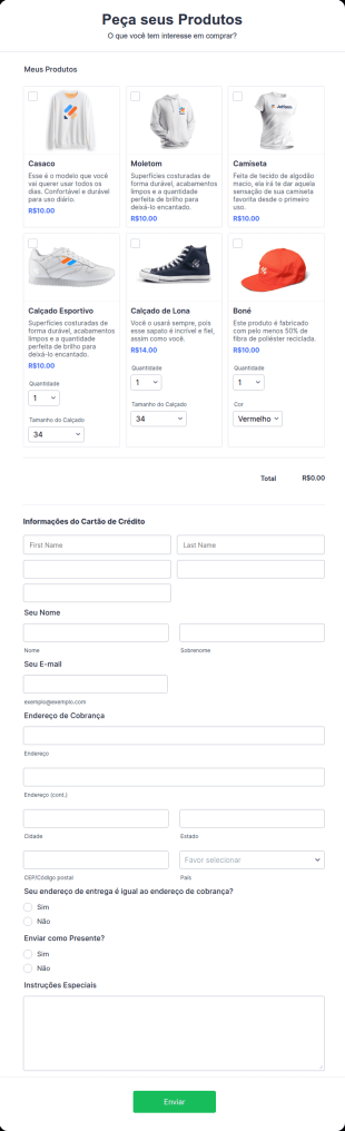 Modelo De Formulário Para Pedidos Na Black Friday