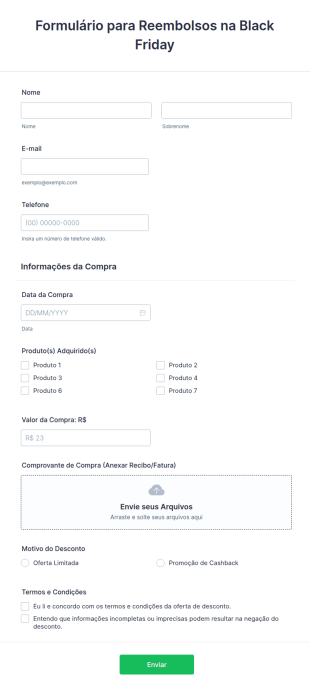 Modelo De Formulário Para Reembolsos Na Black Friday
