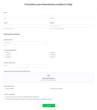 Modelo De Formulário Para Reembolsos Na Black Friday Form Template