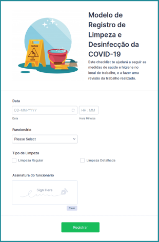 Modelo De Registro De Limpeza E Desinfecção Da COVID 19