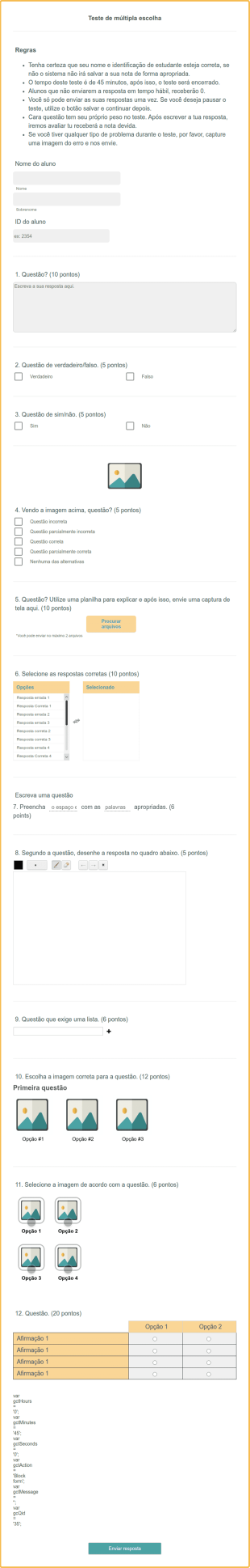 Modelo De Teste De Múltipla Escolha