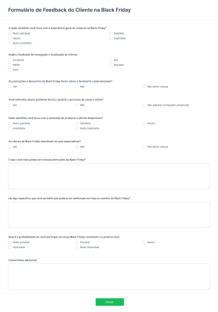 Modelo Para Formulário De Feedback Do Cliente Na Black Friday