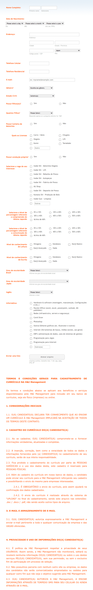 Modelos De Currículo Em Português Para Vagas No Japão Form Template