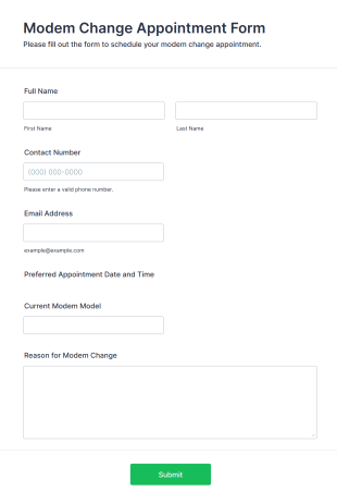 Modem Change Appointment Form Template