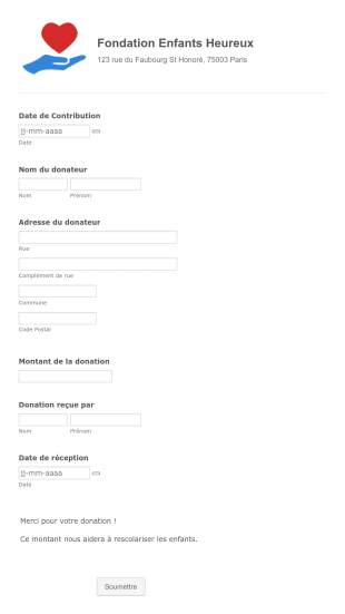 Modème De Reçu De Donation Form Template
