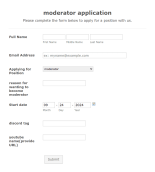Moderator Form Template