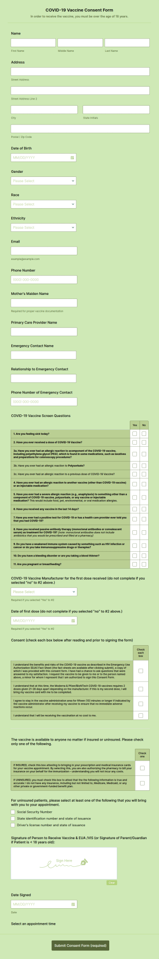 Moderna COVID 19 Vaccine Appointment Scheduling And Consent Form CPESN