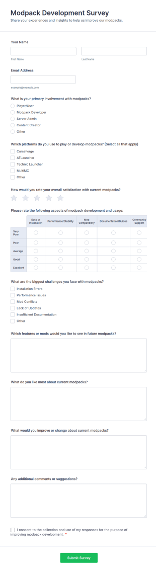 Modpack Development Survey Form Template