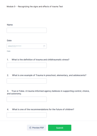 Module 5 Recognizing The Signs And Effects Of Trauma Form Template