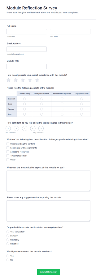 Module Reflection Survey Form Template