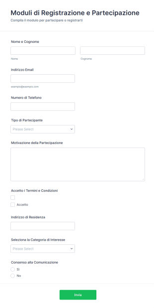 Moduli Di Registrazione E Partecipazione