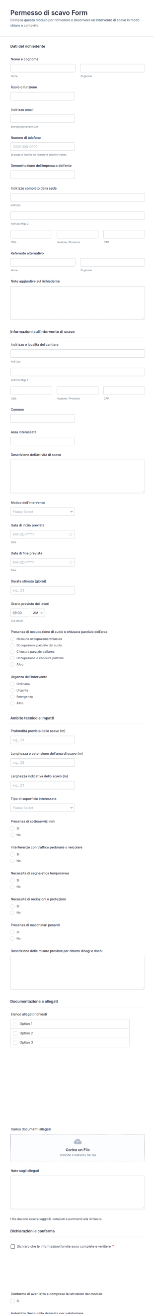 Modulo Autorizzazione Scavo