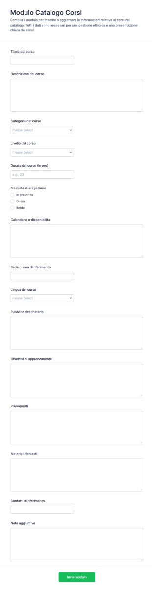 Modulo Catalogo Corsi