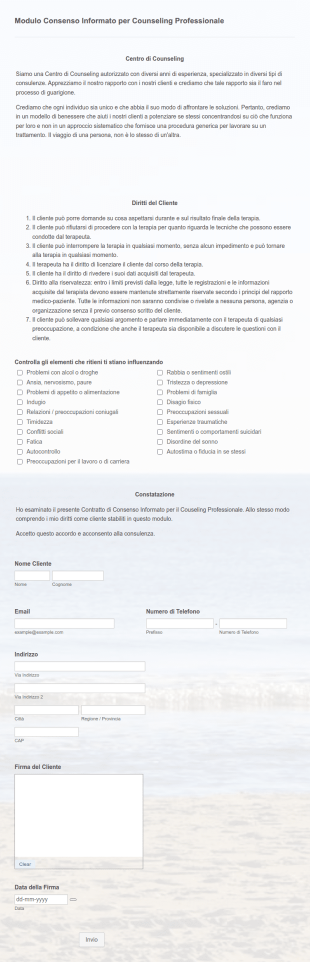 Modulo Consenso Informato Per Counseling Professionale