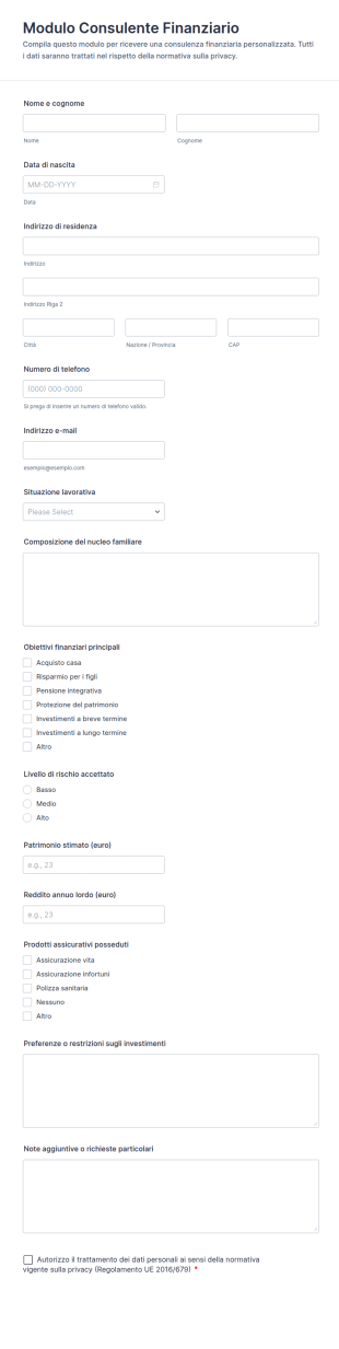 Modulo Consulente Finanziario