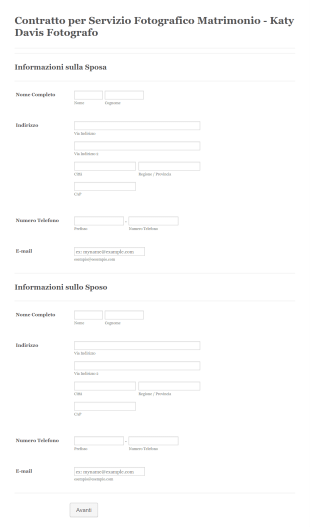 Modulo Contratto Servizi Matrimoniali Form Template