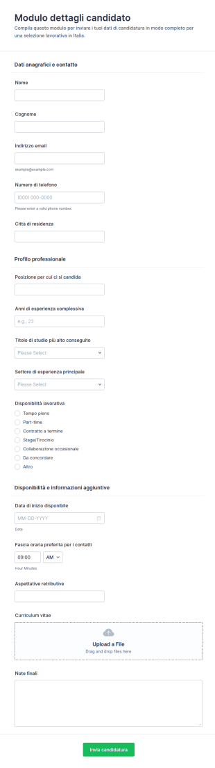 Modulo Dati Del Candidato