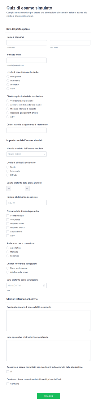 Modulo D’Esame Simulato