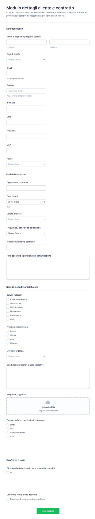 Modulo Dettagli Cliente E Contratto